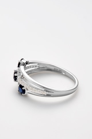 Anillo Trio de Saphir - Oro blanco, diamantes y zafiros