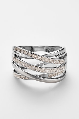 Anillo Méli-mélo scintillant - Oro blanco y diamantes