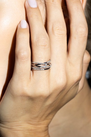 Anillo Méli-mélo scintillant - Oro blanco y diamantes