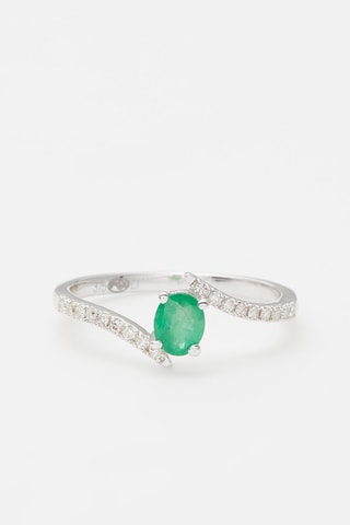 Anillo Belle émeraude - Oro blanco, diamantes y esmeralda