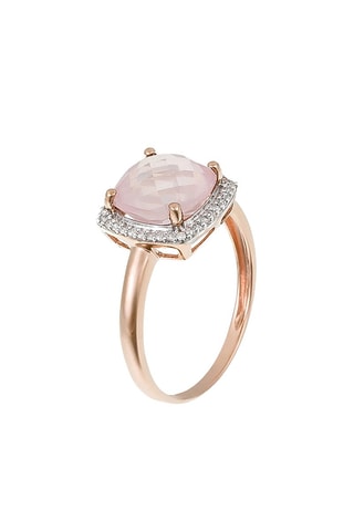 Anillo Quartissime - Oro rosa, diamantes y cuarzo