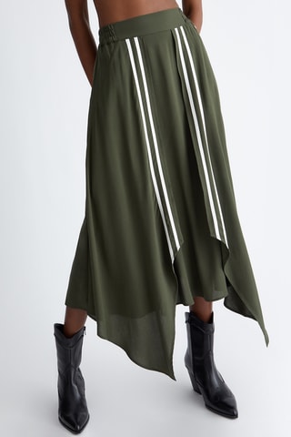 Jupe midi taille haute - Kaki