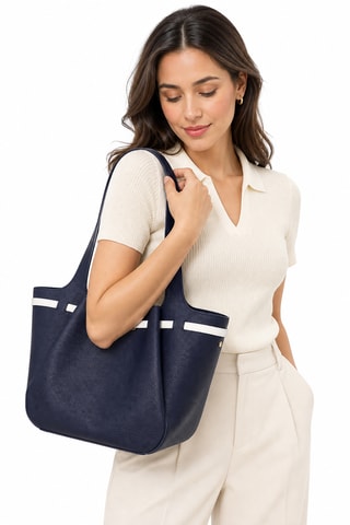 Sac porté épaule - Blanc et bleu marine