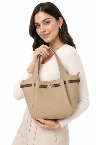 Sac porté épaule - Beige et marron