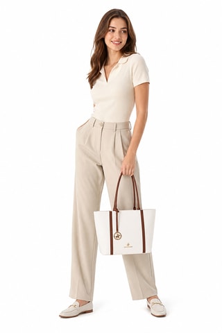 Sac porté épaule - Blanc et marron