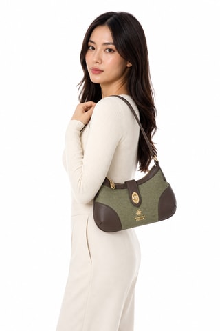 Sac porté épaule - Marron et vert