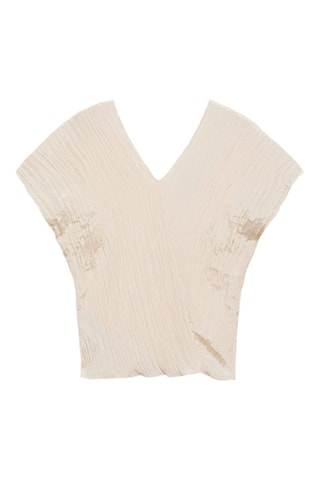 Top col V effet froissé - Beige