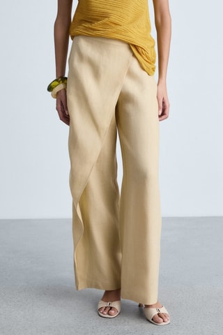 Pantalon croisé lin - Beige