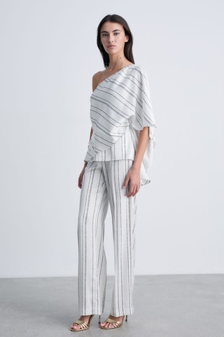 Blouse asymétrique rayures - Blanc
