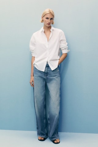 Jean balloon taille haute - Bleu