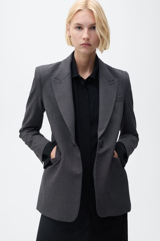 Blazer droit micro pied-de-poule - Bleu