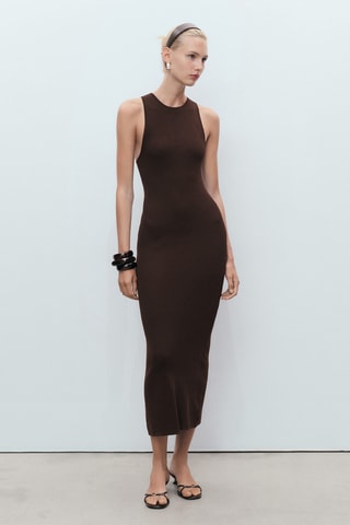 Robe maille emmanchures américaines - Marron