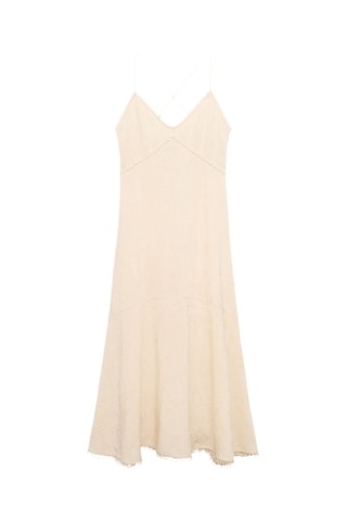 Robe midi brodée - Écru