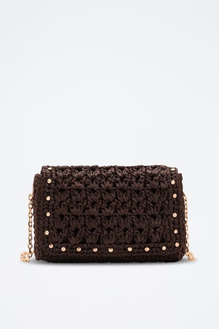 Mini sac bandoulière en fibre naturelle - Marron