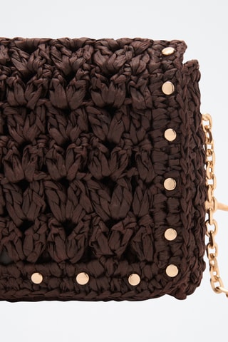 Mini sac bandoulière en fibre naturelle - Marron