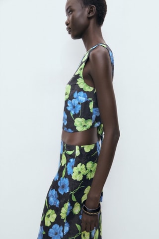 Jupe longue en imprimé floral - Noir