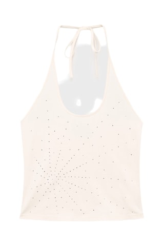 Haut à emmanchures américaines avec appliqués métallisés - Blanc