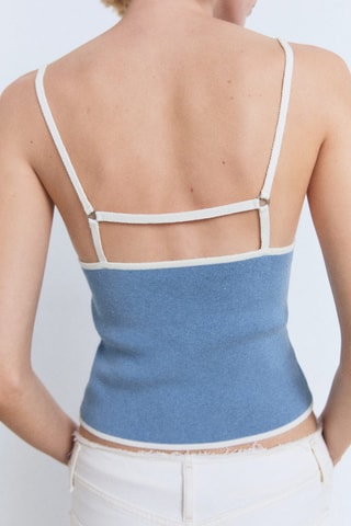 Top maille bords contrastants - Bleu