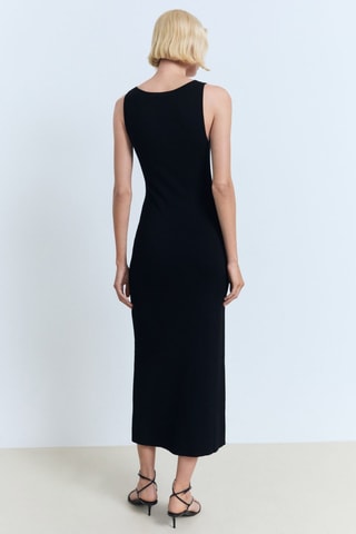 Robe en maille décolleté nœud - Noir