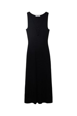 Robe en maille décolleté nœud - Noir
