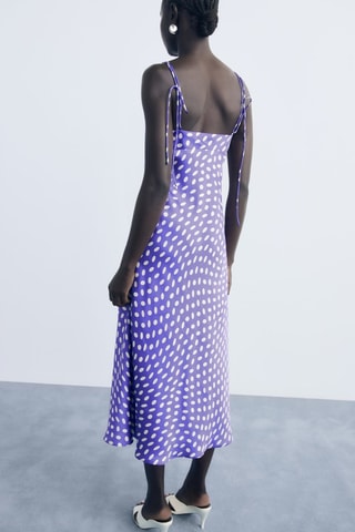 Robe satinée pois - Bleu