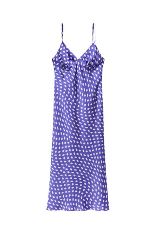 Robe satinée pois - Bleu