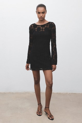 Robe crochet décolletée dans le dos - Noir