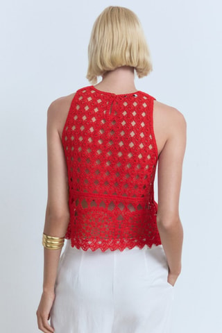Top maille crochet - Rouge