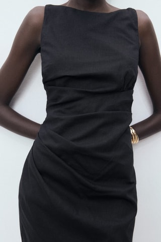 Robe en lin drapé - Noir