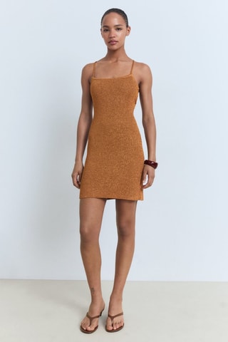 Robe Lurex dos croisé - Orange