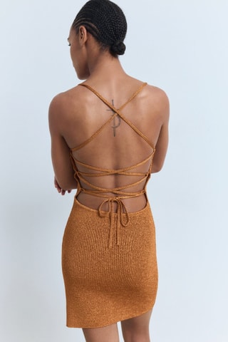 Robe Lurex dos croisé - Orange