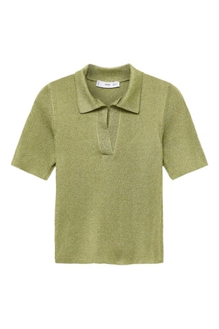 Pull-over Lurex col polo - Vert