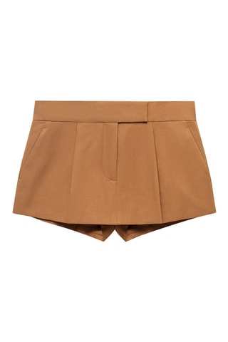 Mini jupe short à plis plats - Marron