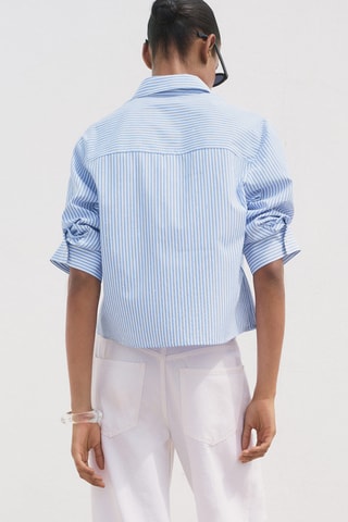 Chemise crop strass - Bleu
