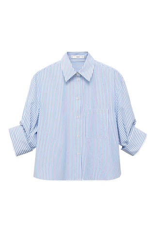 Chemise crop strass - Bleu