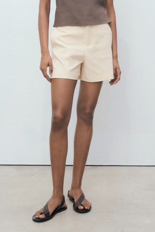 Short droit taille haute - Blanc