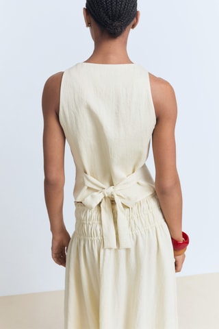 Gilet nœud au dos - Beige