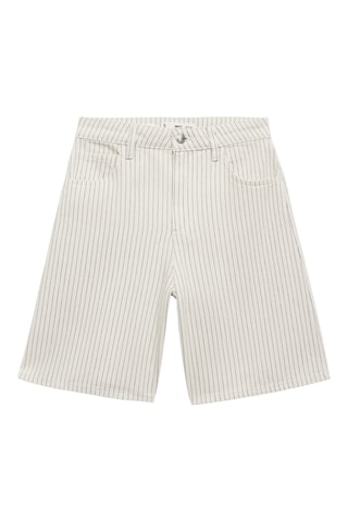 Bermuda en jean droit taille haute - Blanc