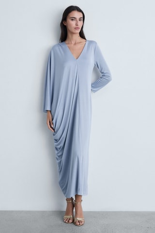 Robe asymétrique drapée - Bleu