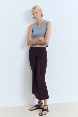 Haut décolleté court en maille - Bleu