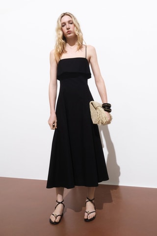 Robe coton évasée - Noir
