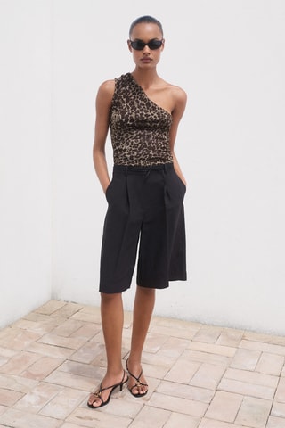 Top asymétrique léopard - Marron