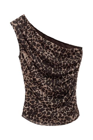 Top asymétrique léopard - Marron