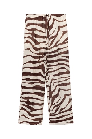 Pantalon fluide imprimé zèbre - Écru