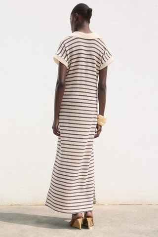 Robe longue maille rayures - Bleu