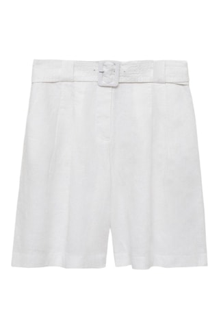Bermuda lin ceinture - Blanc