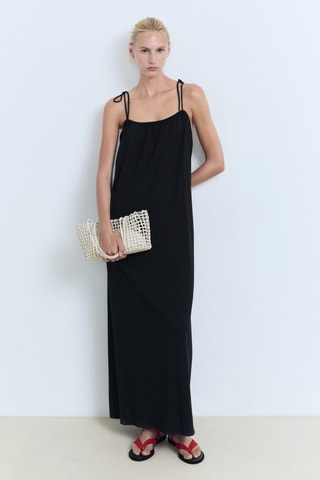 Robe coton nœuds - Noir