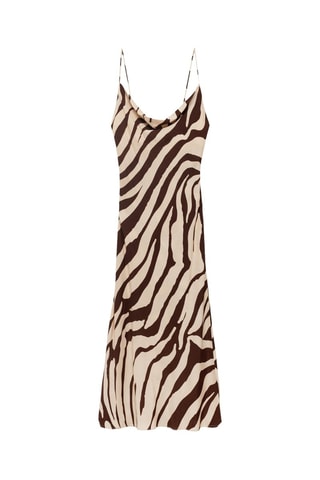 Robe avec col bénitier zèbre - Marron