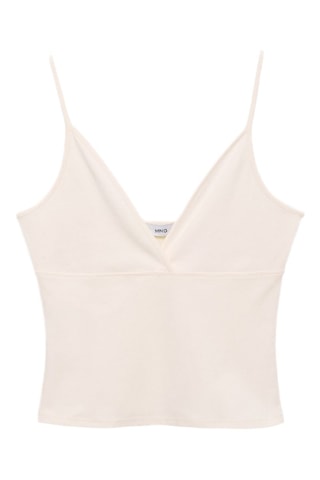 Top coton décolleté en V - Blanc
