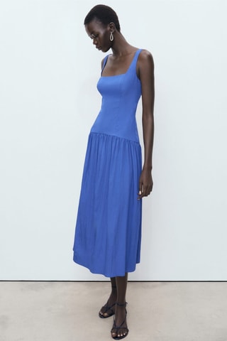 Robe coton évasée - Bleu